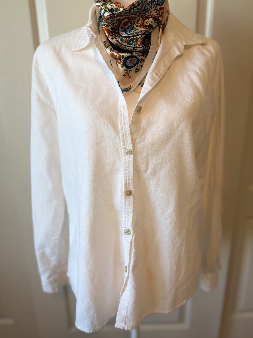 Orvis White Long-Sleeve Button-Down Shirt